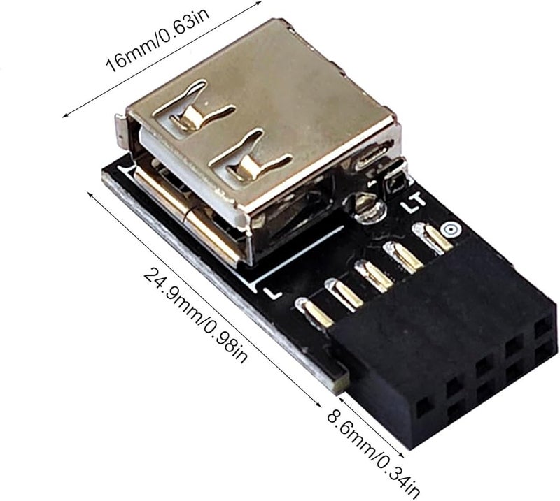 USB 2 0 A Female to 9 Pin Internal Port Expansion Adapter Right Side Color - Image 3